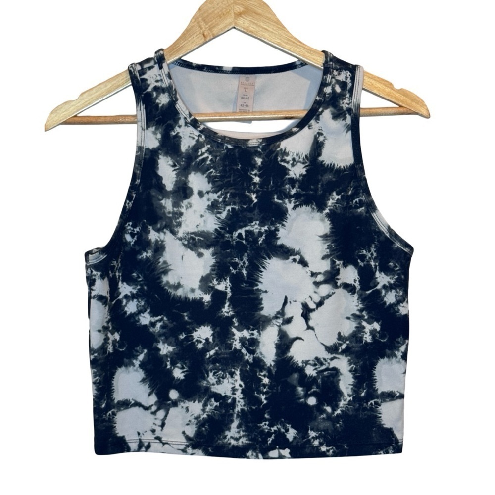 Balance Collection Black and White Tie-Dye Cropped Tanktop Size L